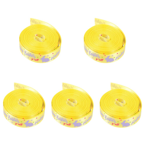 5Rolls Yellow Easter Ribbon for Spring Decor and Gift Wrapping Crafts