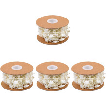 4Rolls Beige Beaded Chain Pearl String for DIY Hairpins & Accessories
