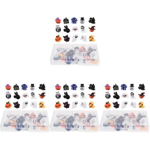 4Boxes Reusable Resin Thumbtacks Decorative Halloween Office Wall Pins