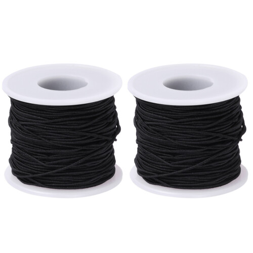 2Rolls Black Elastic Thread for Crafting Durable Jewelry Beading Rope