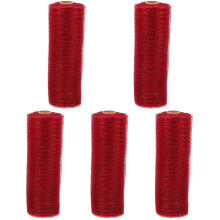 5Roll Dark Red Mesh Ribbon for DIY Gift Wrapping and Flower Packaging