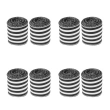 8Rolls Wired Edge Striped Ribbon Black White Polyester for Party Decor