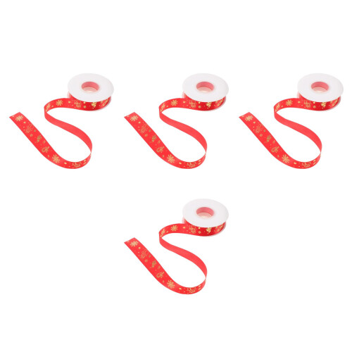 4Roll Red Decorative Ribbon Polyester for Christmas Gift and Cake Wrap