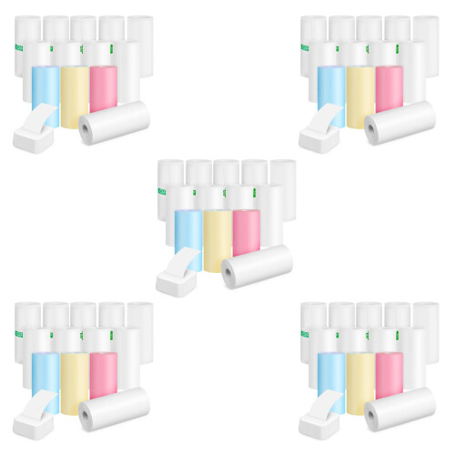 65Rolls Multi Color Thermal Printer Paper Roll Clear Printing Adhesive