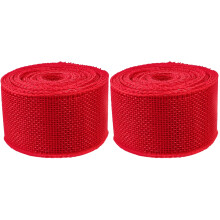 2Rollen Rood Cadeau Lint Polyester Voor Decoratie En Knutselprojecten