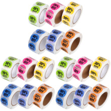 18Rollen Zelfklevende Discountstickers Ronde Kleurrijke Verkooplabels