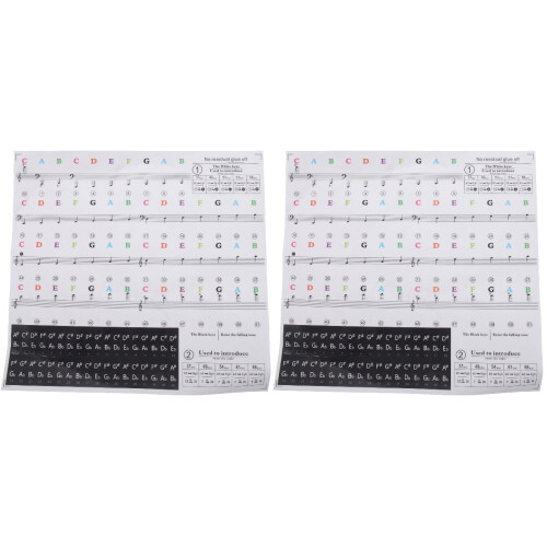 2Sheets Durable Piano Keyboard Labels Assorted Color for Learning
