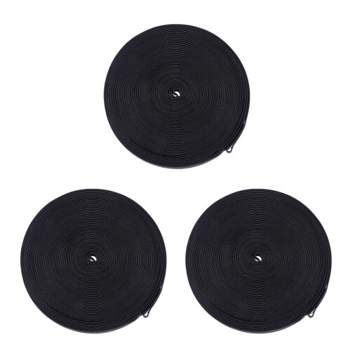 3Rolls Black Elastic Strap for Shoes Durable Plain Band DIY Accessory