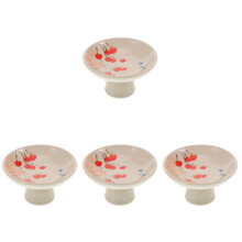 4St Keramische Fruitschaal Met Voet Multi Color Voor Thuis En Feest