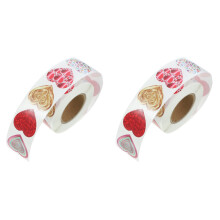 2Rollen Liebe Herz Sticker Aus Kupferpapier Selbstklebend Rosa