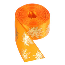 1Rol Polyester DIY Geschenklint Met Esdoornblad Print, Duurzaam