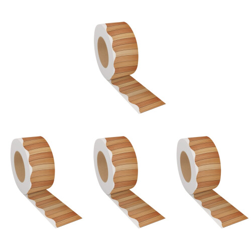 4Rouleaux Stickers Bordure Tableau Bois Marron Décor Mural École