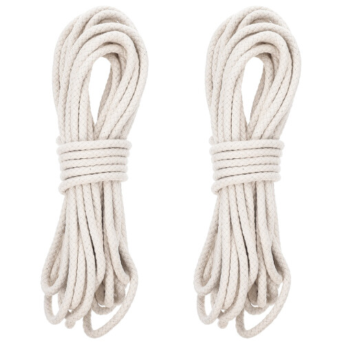 2Rolls White Cotton Thread Rope for Hand-Woven DIY Decorative Cord
