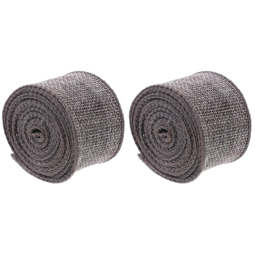 2Rollen Polyester Lint Grijs Voor Kerstcadeau En DIY Knutselprojecten