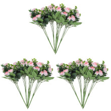 15Pcs Rosas Artificiais Cor Rosa Para Decoração Interna E Externa