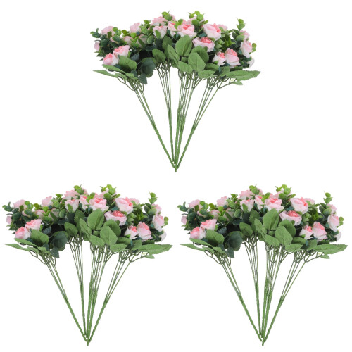 15Pcs Rosas Artificiais Cor Rosa Para Decoração Interna E Externa