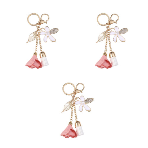 3Pcs Acessórios Rosa Para Chave Carro E Femininas