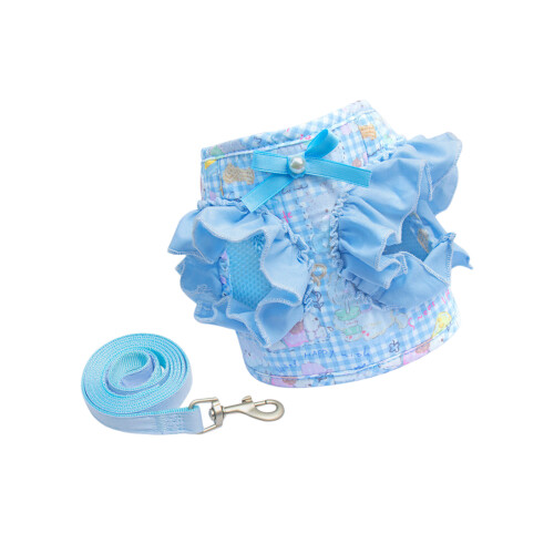 Bowknot Pattern Dog Vest Harness With Adjustable Design-L Blue
