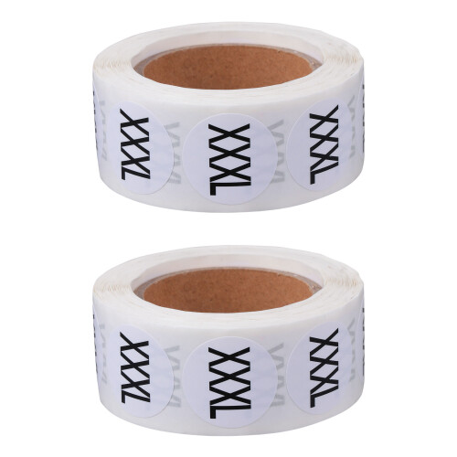 6Rolls Round Clothing Size Sticker Label Multi-Color Adhesive