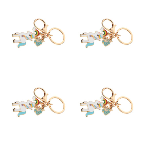 4Pcs Pingente Unicórnio De Zinco Colorido Para Chave E