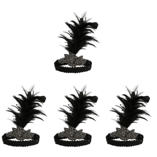 4Pcs De Cabeça Flapper Pretas Para Ocasiões Especiais