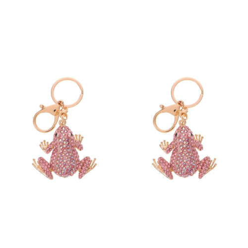 2Pcs Chaveiro Rosa Com Cristais Brilhantes De Zinco 1