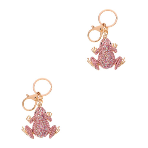 2Pcs Chaveiro Rosa Com Cristais Brilhantes De Zinco 2