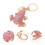 2Pcs Chaveiro Rosa Com Cristais Brilhantes De Zinco 8