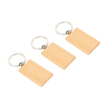 80Pcs Blank Wooden Key Chain DIY Wood Keychains Key Tags Gifts Yellow Rectangle