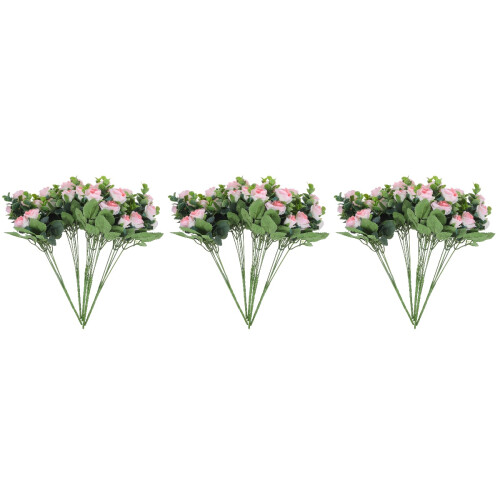 15Pcs Rosas Artificiais Cor Rosa Para Decoração Interna E Externa 2