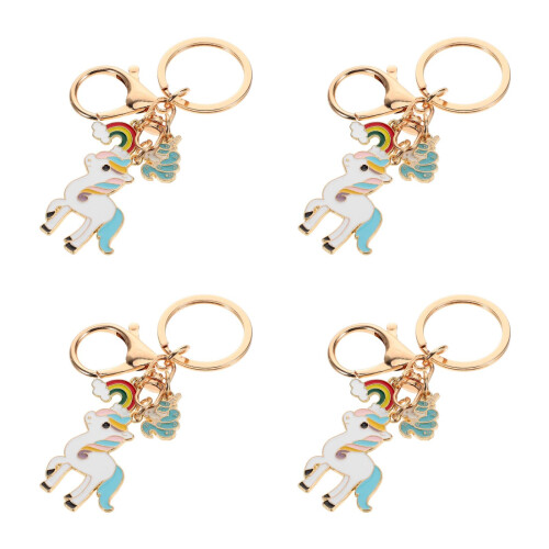 4Pcs Pingente Unicórnio De Zinco Colorido Para Chave E 1