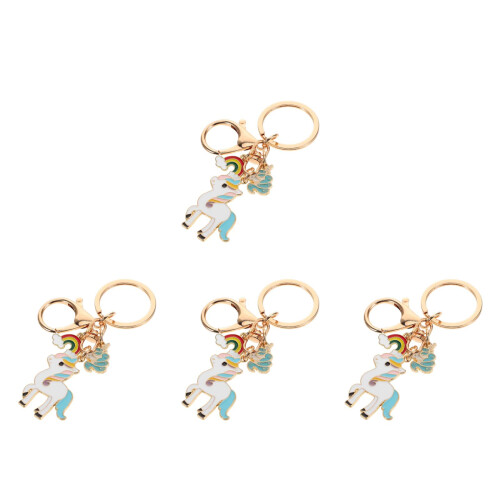 4Pcs Pingente Unicórnio De Zinco Colorido Para Chave E 2