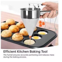 1200ml Trattdispenser i Rostfritt Stål med 4 Läckageställ för Cupcakes, Pannkakssmet, Bläckfisk, Fiskbullar, Köksredskap