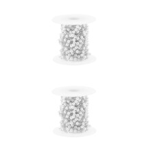 2Rolls Silver Metal Resin Pearl Chain for Bracelet and Necklace DIY