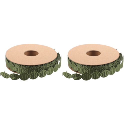 2Rolls Green Decorative Ribbon Fall Elements for Gift Wrap DIY Crafts