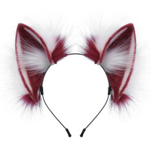 Katzen Wolf Ohr Hairhoop Kopfbedeckung Anime Kostüm-weinrot weiß