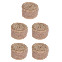 5M Burlap Wired Ribbon Khaki Linen Ribbon for Wreaths and Crafts