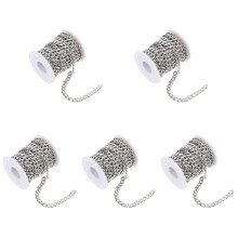 5Rolls Silver Stainless Steel Chains for DIY Jewelry Making and Repair