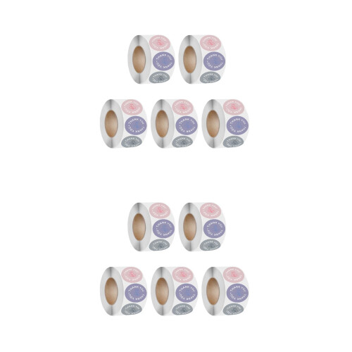 10Rolls Thank You Stickers Rose Pattern Adhesive Gift Seals Multicolor
