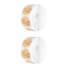 2Rolls Easy Peel Kraft Paper Sticker Roll for Festival Gift Bags