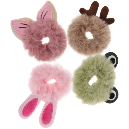 4Stk Fuzzy Haargummis Weich Elastisch Haaraccessoires Damen