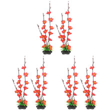 6Pcs Flores Vermelhas Realistas Decoração Para Pratos Sushi