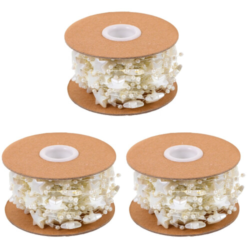 3Rolls Stern Perlenkette Beige DIY Ketten Schmuckmaterial