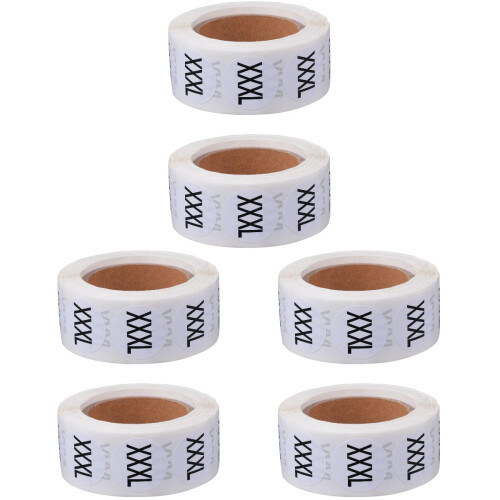 6Rolls Round Clothing Size Sticker Label Multi-Color Adhesive 1