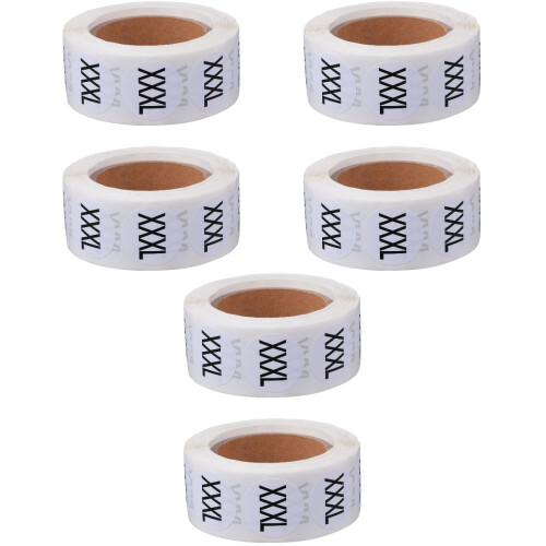 6Rolls Round Clothing Size Sticker Label Multi-Color Adhesive 2
