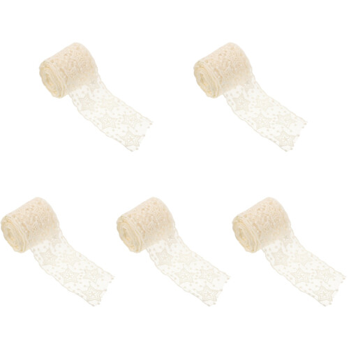 5Rolls Strapazierfähige Beige Spitzenborte Für DIY Kleider