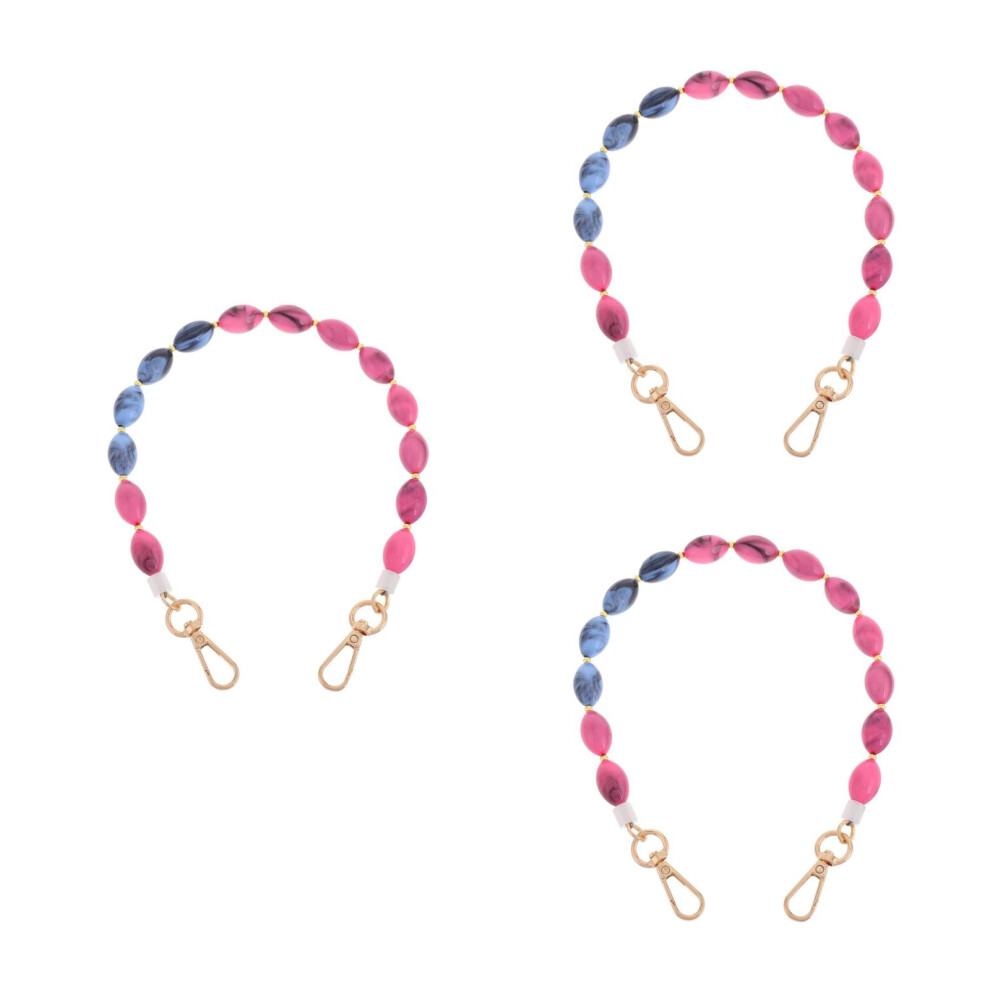 3Pcs Acrylic Beaded Purse Strap Fashionable Crossbody Bag Chain Pink 3311956140519