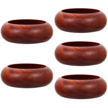 5Pcs Light Brown Bowl-Shaped Wooden Incense Stick Tray for Home Decor