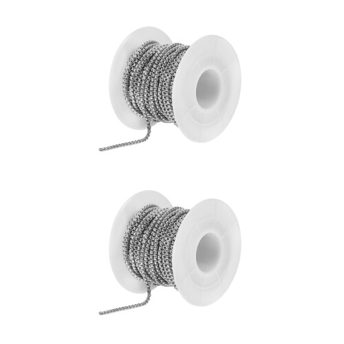 2Rolls 10Yards Schmuckkette Silber Perlenkette Für DIY