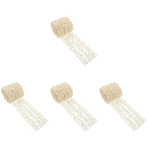 4Rolls Beigefarbene Spitzenborte Für DIY Kleidungsdeko